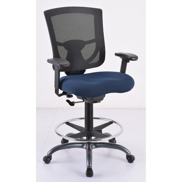 CoolMesh Pro Mesh Back Task Stool with Adjustable Arms, Upholstered Seat, Footring and Black Base